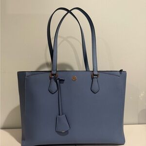 ***SOLD**Tory Burch ROBINSON Blue Tote Bag with Structured Design